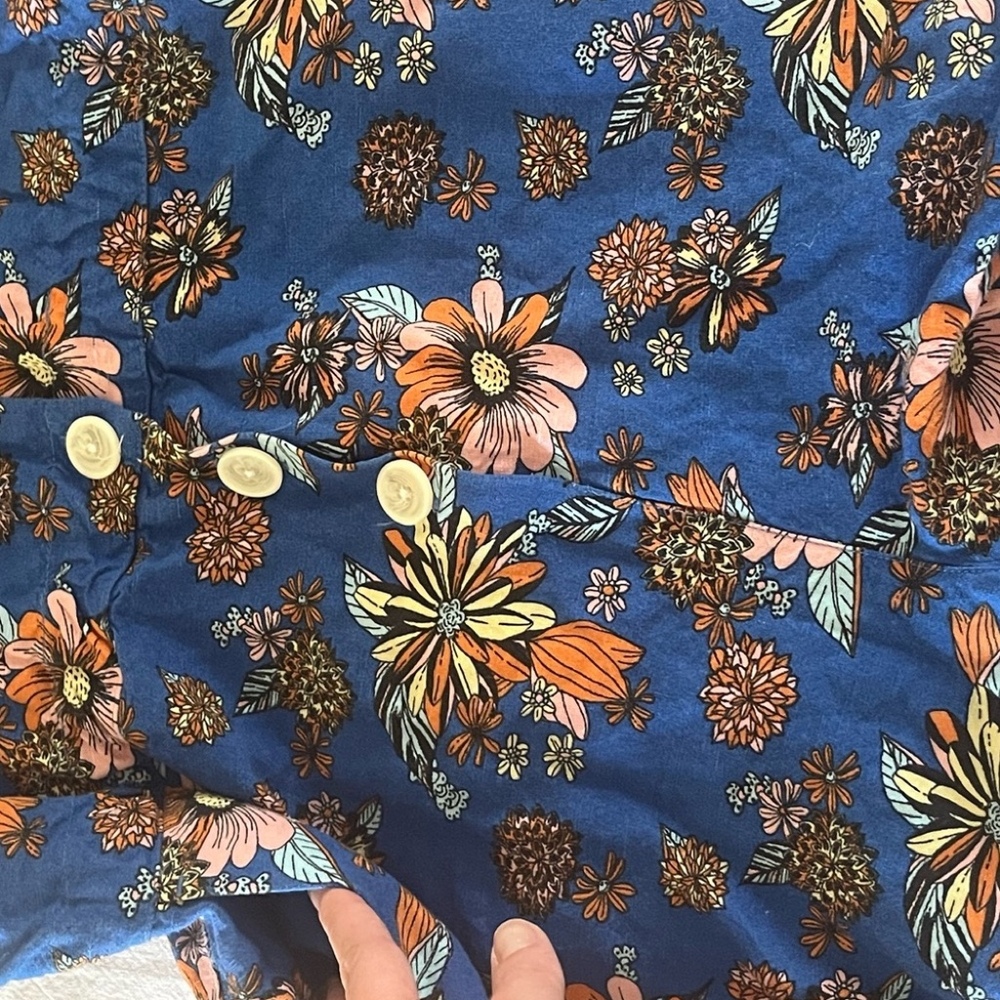 ModCloth Blue Floral Button-Front Women’s Romper - Picture 3 of 5